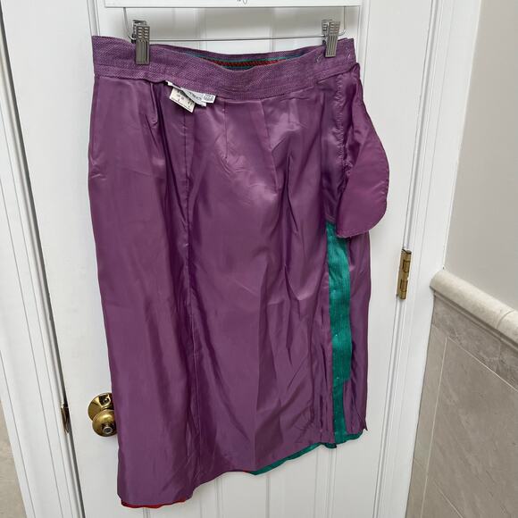 Vintage Colorblock Stripes Linen Skirt by Prophecy - Large - mid to long length - Picture 14 of 16